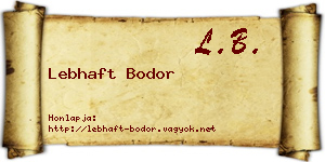 Lebhaft Bodor névjegykártya